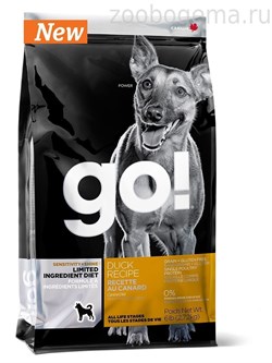GO!™ LIMITED INGREDIENT Sensitivity + Shine Duck Dog Recipe, Grain Free, Potato Free Беззерновой для щенков и собак с цельной уткой для чувствительного пищеварения - фото 6585