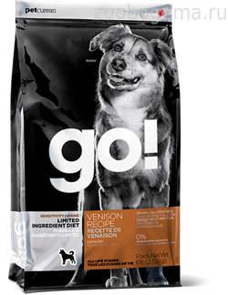 GO!™ LIMITED INGREDIENT SENSITIVITY + SHINE Venison Recipe DF Беззерновой для щенков и собак со свежей олениной для чувствительного пищеварения - фото 6589