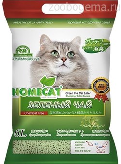 HOMECAT Ecoline Зеленый чай комкующийся наполнитель для кошачьих туалетов с ароматом зеленого чая 6 л (63018) - фото 7058
