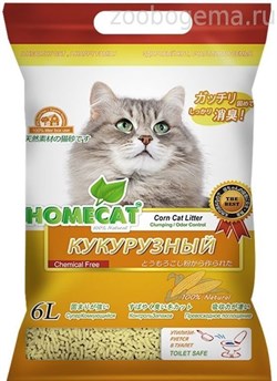 HOMECAT Ecoline Кукурузный комкующийся наполнитель для кошачьих туалетов 6 л (63016) - фото 7059