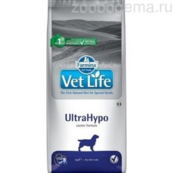 Vet Life Dog UltraHypo с рыбой диетический сухой корм для собак с пищевой аллергией и пищевой непереносимостью 2 кг - фото 7106