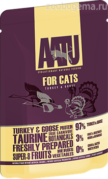 Паучи для кошек Индейка и Гусь (AATU FOR CATS TURKEY & GOOSE) WACTG85 | AATU FOR CATS TURKEY & GOOSE | 0.085kg | SKU: 20895 | AATU Консервы - фото 7265
