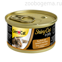 GIMCAT ShinyCat Консервы для кошек «Тунец с креветками и солодом» - фото 8231