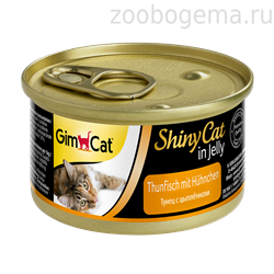 GIMCAT ShinyCat Консервы для кошек «Тунец с цыпленком» - фото 8235