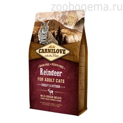 Carnilove Reindeer for Adult Cats - Energy & Outdoor сухой корм для активных кошек, северный олень 2 кг - фото 8248