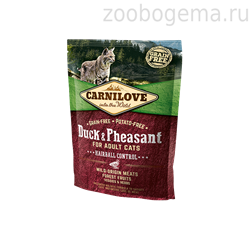 Carnilove 400г Duck & Pheasant for Adult Cats – Hairball Control  д/взросл.кошек, утка и фазан 51235 - фото 8253