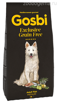 Корм Госби Грейн фри для собак всех пород с рыбой  3 кг/ GOSBI EXCLUSIVE GRAIN FREE FISH MEDIUM 3 kg - фото 8830
