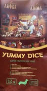 "Yummy Dice" Корм сухой для собак Белая рыба и Говядина  12кг