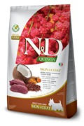 N&D Quinoa SKIN & COAT VENISON MINI Н&Д полнорационный диетический сухой корм для взрослых собак мини пород, рекомендуемый при пищевой непереносимости с олениной, киноа, кокосом и куркумой 800 гр