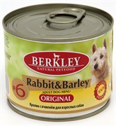 BERKLEY №6 Кролик с ячменем консервы для взрослых собак 200 г