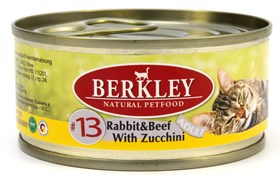 BERKLEY №13 Кролик и говядина с цукини консервы для взрослых кошек 100 г