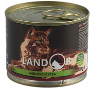 LANDOR Индейка с уткой консервы для котят 200 г