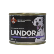 LANDOR Индейка с черникой консервы для взрослых собак всех пород 200 г
