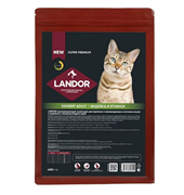 LANDOR EXIGENT ADULT Индейка с ягненком сухой корм для взрослых и привередливых в питании кошек 400 г