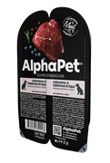 ALPHAPET Влажный полнорационный корм для взрослых собак оленина и северные ягоды, 100г