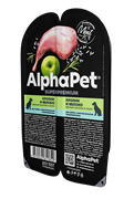 ALPHAPET Влажный полнорационный корм для собак с чувствительным пищеварением с кроликом и яблоком в соусе, 100г