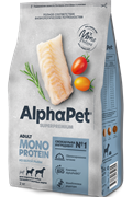 ALPHAPET Сухой полнорационный корм из белой рыбы для взрослых собак средних и крупных пород, 2 кг