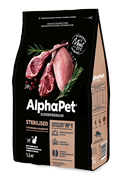 ALPHAPET Сухой полнорационный корм с ягненком и индейкой для взрослых стерилизованных кошек и котов, 1,5 кг