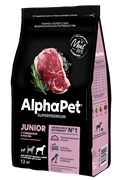 AlphaPet Superpremium / Сухой полнорационный корм с говядиной и рисом для щенков крупных пород с 6 месяцев до 1,5 лет 3кг