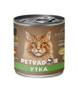 Petvador Полнорационный влажный корм для кошек всех стадий жизни  (утка) 240 г