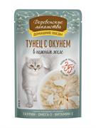 Деревенские Лакомства паучи д/кошек Тунец с окунем в нежном желе 70 гр ZB500608