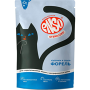 ENSO STERILIZED Корм влажный полнорационный для взрослых стерилизованных кошек, кусочки в соусе с форелью, пауч 85г/24шт. (Без характеристики)