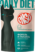 ENSO DAILY DIET Корм влажный полнорационный профилактический для взрослых привередливых кошек, кусочки в соусе с форелью и лососем, пауч 85г/24шт. (Без характеристики) ZB309327