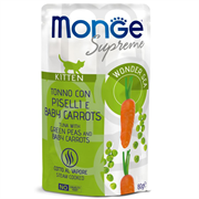 Влажный корм Monge Supreme kitten для котят из тунца с зелёным горошком и мини-морковью, паучи 80 г ZB006866