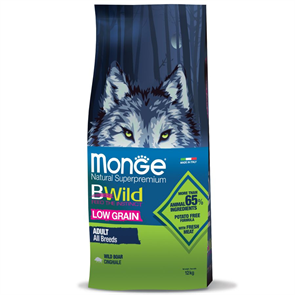Monge Dog BWild LOW  GRAIN  низкозерновой корм из мяса дикого кабана для взрослых собак всех пород 12кг ZB011754