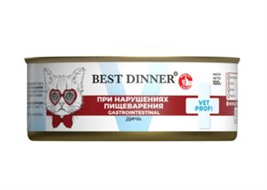 {{productViewItem.photos[photoViewList.activeNavIndex].Alt || productViewItem.photos[photoViewList.activeNavIndex].Description || 'Best Dinner Exclusive Vet Profi Gastrointestinal влажный корм для кошек при нарушениях пищеварения с дичью, 100 гр'}}