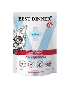 {{productViewItem.photos[photoViewList.activeNavIndex].Alt || productViewItem.photos[photoViewList.activeNavIndex].Description || 'Best Dinner Exclusive Vet Profi Gastrointestinal влажный корм для кошек при нарушениях пищеварения с кусочками индейки в соусе, 85 гр'}}