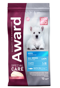 {{productViewItem.photos[photoViewList.activeNavIndex].Alt || productViewItem.photos[photoViewList.activeNavIndex].Description || 'Сухой корм AWARD SPECIAL CARE HYPO PUPPY со свежей белой рыбой для щенков от 1 месяца, беременных и кормящих собак всех пород, склонных к аллергии, 12 кг'}}
