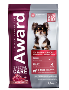 {{productViewItem.photos[photoViewList.activeNavIndex].Alt || productViewItem.photos[photoViewList.activeNavIndex].Description || 'Сухой корм AWARD SPECIAL CARE Toy Breed Support для взрослых собак мелких и миниатюрных пород со свежим мясом ягненка, 1.5 кг'}}
