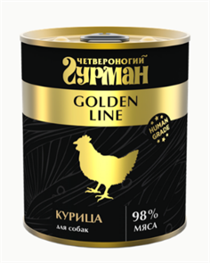 Четвероногий Гурман Golden line Курица натуральная влажный корм для собак жестяная банка, 340 гр MZB543778