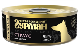 Четвероногий Гурман Golden line Страус влажный корм для собак, 100 гр MZB232249