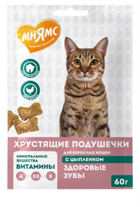 {{productViewItem.photos[photoViewList.activeNavIndex].Alt || productViewItem.photos[photoViewList.activeNavIndex].Description || 'Мнямс хрустящие подушечки для кошек " Здоровые зубы", 60 гр'}}