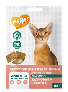 {{productViewItem.photos[photoViewList.activeNavIndex].Alt || productViewItem.photos[photoViewList.activeNavIndex].Description || 'Мнямс хрустящие подушечки для кошек с лососем "Здоровье и красота", 60 гр'}}