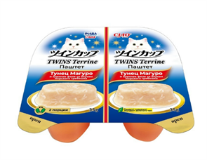 INABA ЧАО ТВИНС ТЕРРИН Паштет для кошек тунец Магуро и куриное филе со вкусом морского гребешка, 70 гр MZB644405