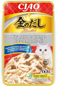 INABA ЧАО КИННОДАШИ Куриное филе с говядиной Дополнительный рацион для кошек, 60 гр MZB644467
