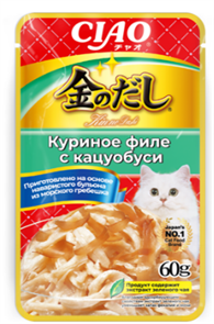 INABA ЧАО КИННОДАШИ Куриное филе с кацуобуси Дополнительный рацион для кошек, 60 гр MZB644443