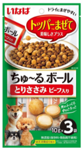 INABA Churu Ball лакомство-топпинг для собак шарики с кремовой начинкой куриное филе с говядиной, 10 гр*3 шт MZB147630