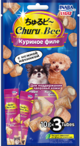 INABA Churu Bee Запеченные трубочки для собак Куриное филе для красоты кожи и шерсти, 10 гр*3 шт MZB644566