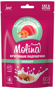 {{productViewItem.photos[photoViewList.activeNavIndex].Alt || productViewItem.photos[photoViewList.activeNavIndex].Description || 'MOLINA Лакомство для кошек и котят "Хрустящие подушечки с начинкой из тунца и креветок", URINARY, 60 гр'}}
