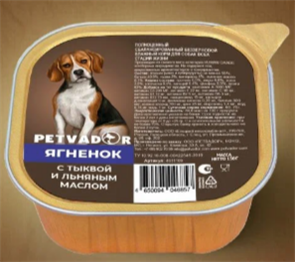 Petvador Полнорационный влажный корм для собак всех стадий жизни ягненок с тыквой ламистр, 150 гр MZB046857