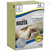 BOZITA Feline Funktion Indoor & Sterilised, кусочки в желе для взрослых и пожилых кошек, ведущих домашний образ жизни, кастрированных котов и стерилизованных кошек, 190гр