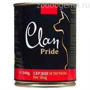 CLAN PRIDE консервы для собак Говяжье сердце и печень 340 гр