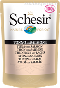 "Schesir" консервы для кошек Тунец с Лососем 100 гр, пауч