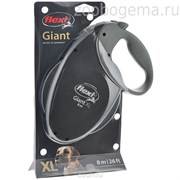 flexi рулетка GIANT Neon XL (от 50 кг) ремень 8 м черная