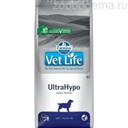 Vet Life Dog UltraHypo с рыбой диетический сухой корм для собак с пищевой аллергией и пищевой непереносимостью 2 кг