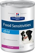Hill's Prescription Diet d/d Food Sensitivities консервы для собак диета для поддержания здоровья кожи и при пищевой аллергии с уткой